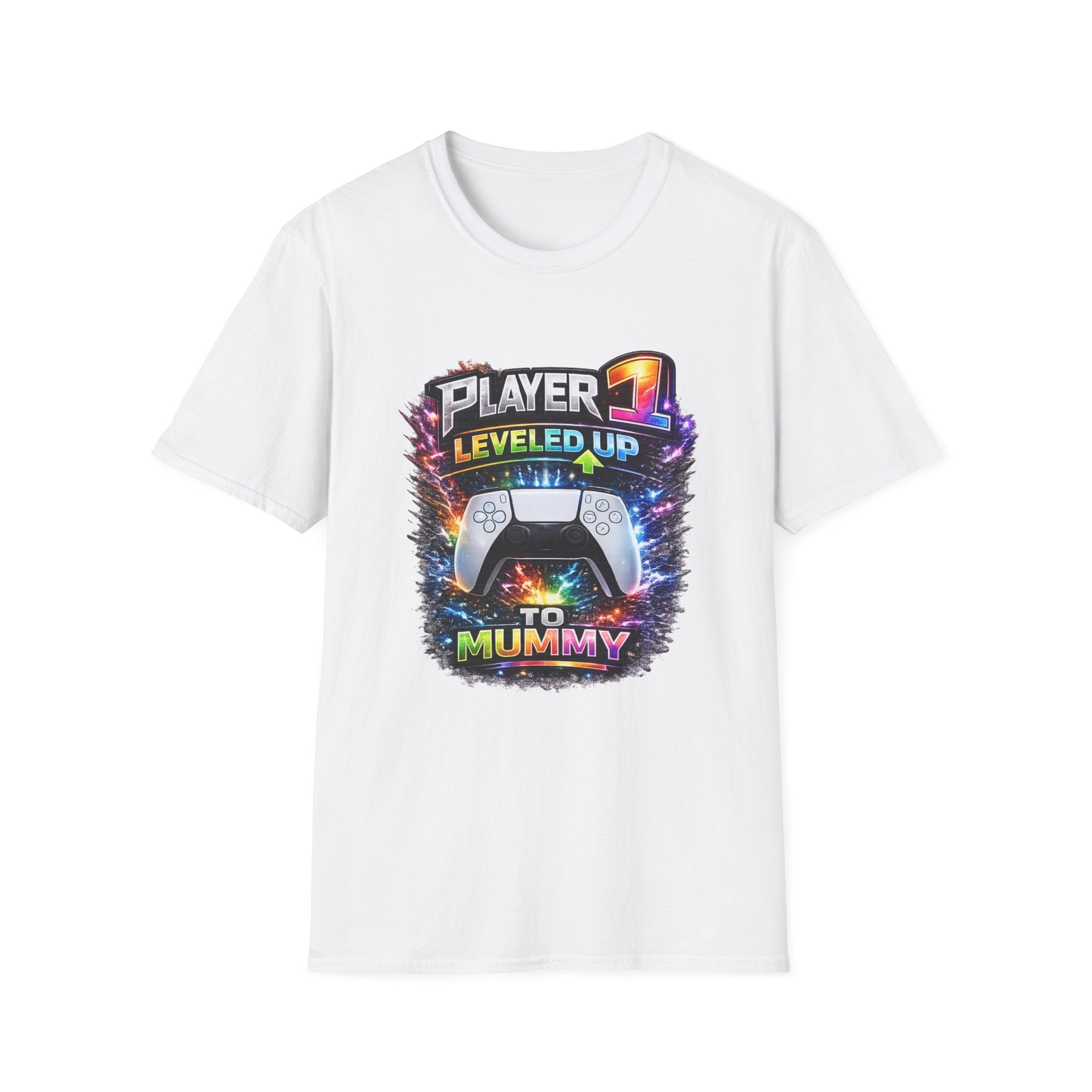 Personalisation Player 1 Leveled Up to Mummy Shirt | New Mum Announcement Tee