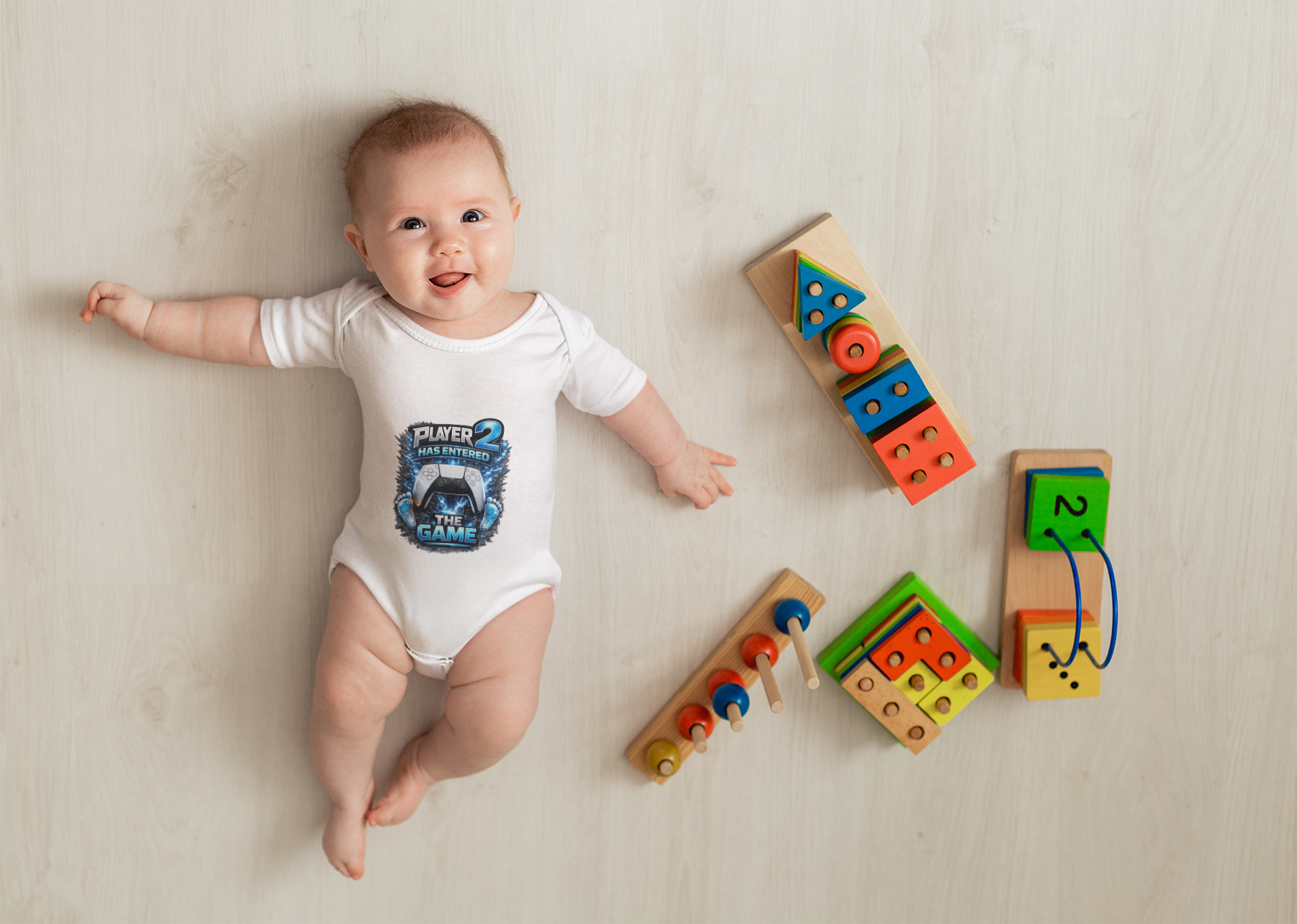 Personalisation Player 2 Has Entered The Game Baby Boy Bodysuit | New Baby Announcement