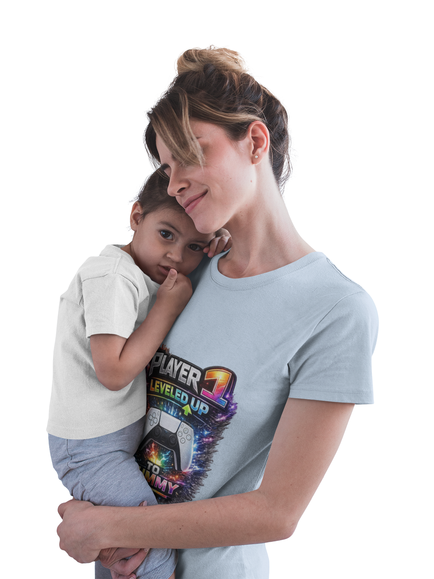 Personalisation Player 1 Leveled Up to Mummy Shirt | New Mum Announcement Tee