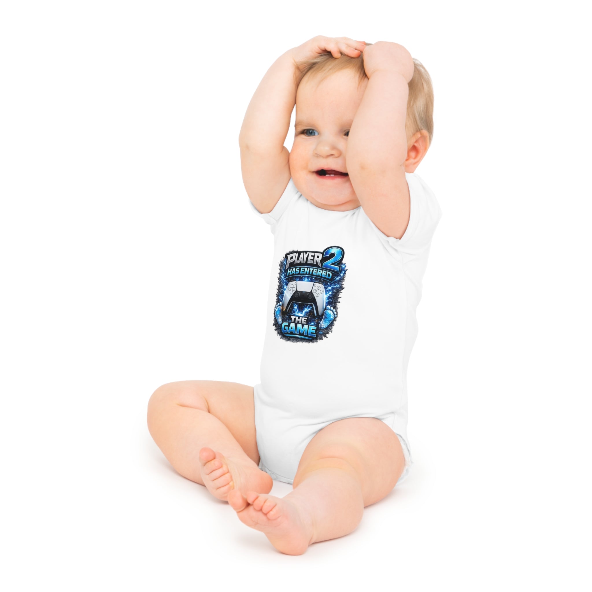 Personalisation Player 2 Has Entered The Game Baby Boy Bodysuit | New Baby Announcement