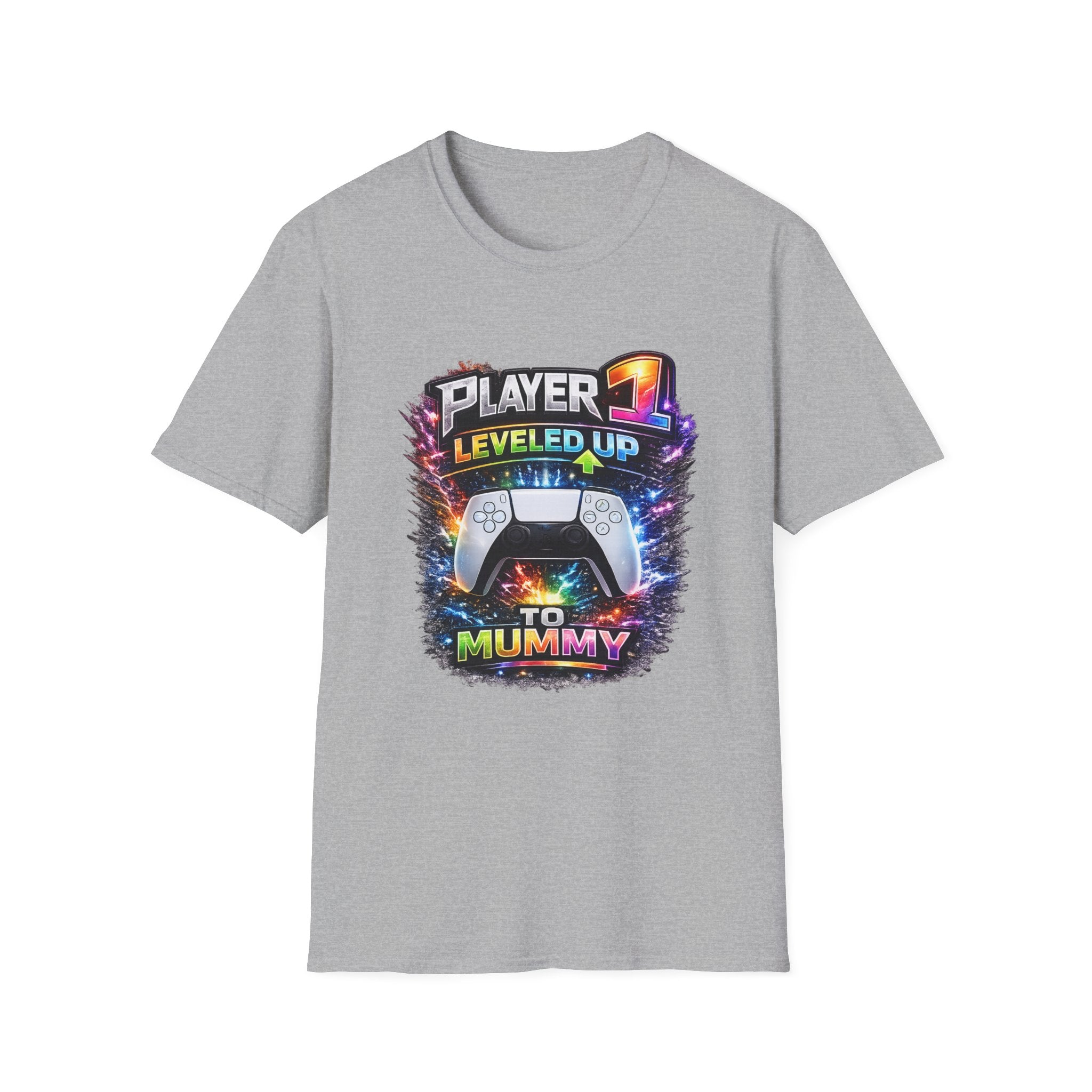 Personalisation Player 1 Leveled Up to Mummy Shirt | New Mum Announcement Tee