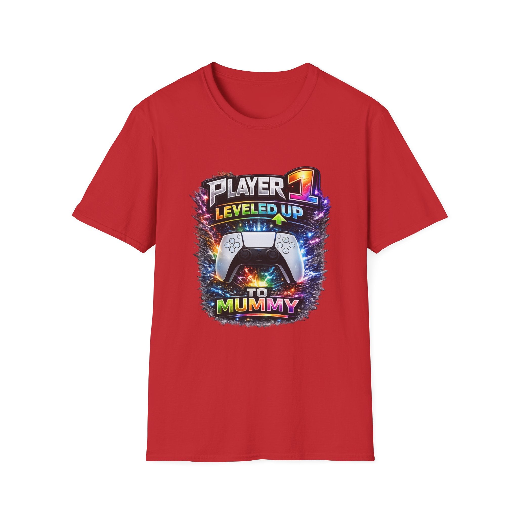 Personalisation Player 1 Leveled Up to Mummy Shirt | New Mum Announcement Tee