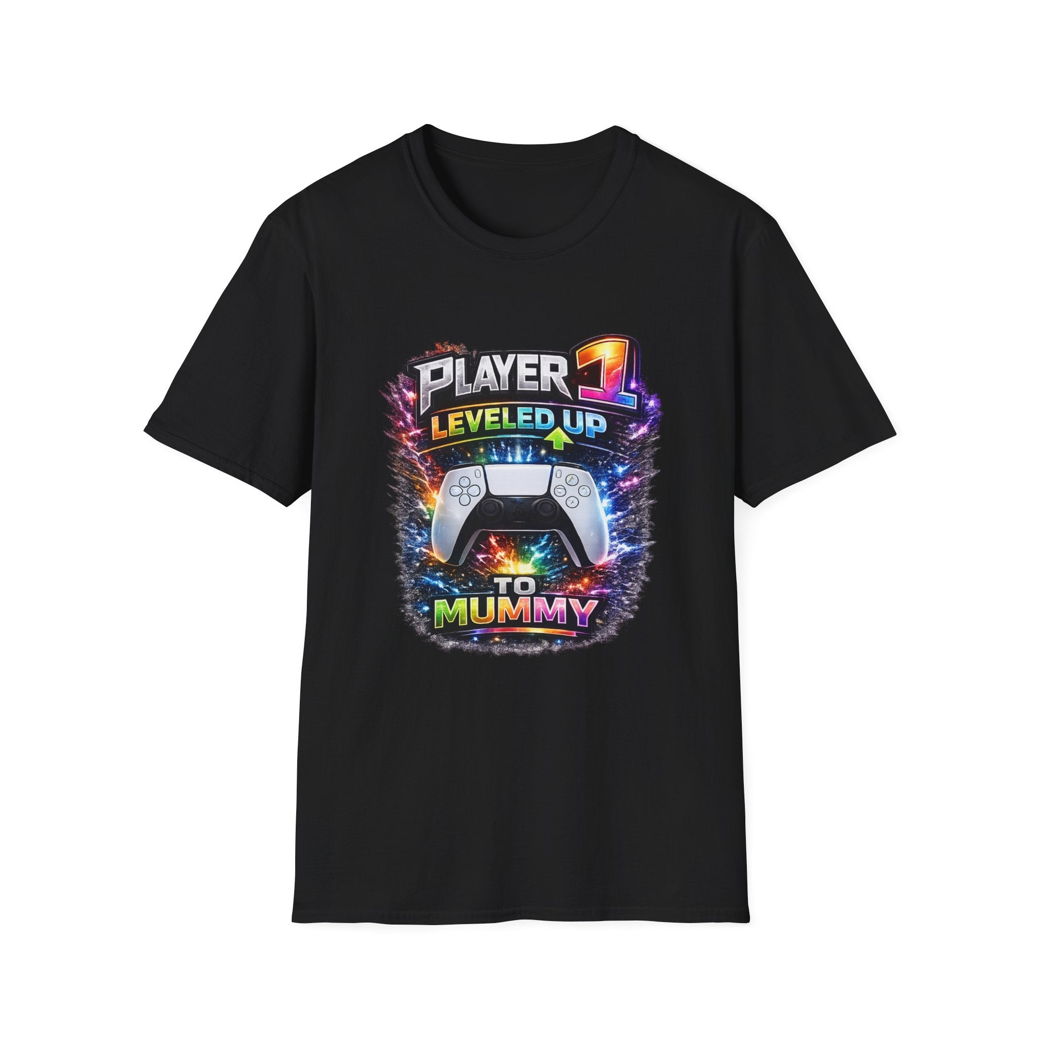 Personalisation Player 1 Leveled Up to Mummy Shirt | New Mum Announcement Tee